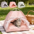 thumbnail image 1 of Pet Tent for Cats & Small Dogs with Removable Cushion, Breathable Mesh & Portable Foldable Design, Suitable for Indoor Outdoor, 12.5x12.5x14.1in by MPOISVA, 1 of 7