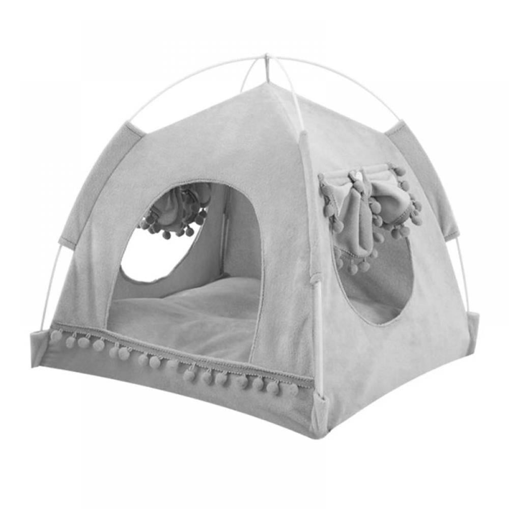 Alpaca Print Cat Bed - Half-Enclosed Cave Tent With Removable Cushion For Small Dogs & Indoor Cats - Cozy Pet House