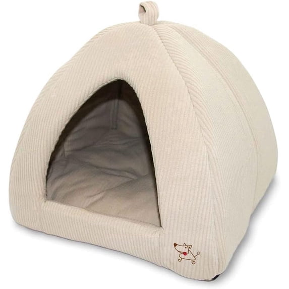 Pet Tent-Soft Bed for Dog and Cat by Best Pet Supplies - Beige Corduroy, 16" x 16" x H:14"