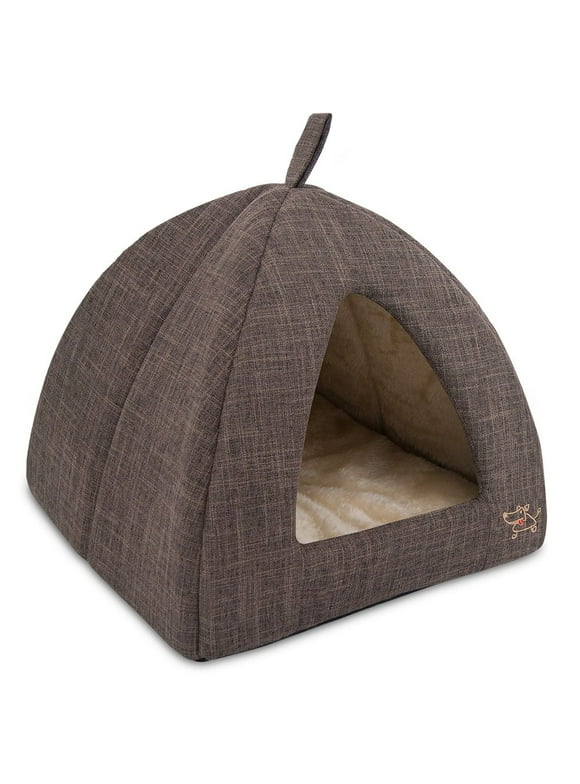 Pet Tent - Soft Bed for Dog and Cat by Best Pet Supplies - Gray Lattice, 16" x 16" x H:14"