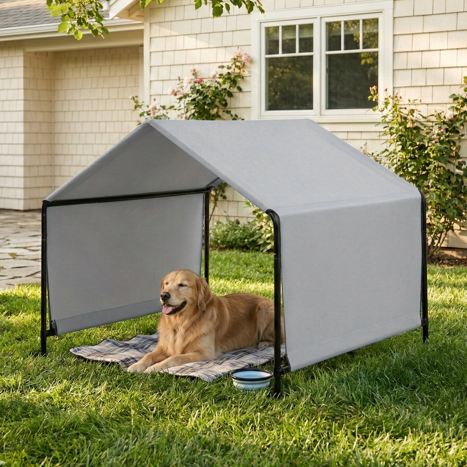 Pet Tent, Waterproof UV-Resistant Pet Shelter with Durable Iron Frame & PVC-Coated Fabric for Cats, Small Dogs, Rabbits