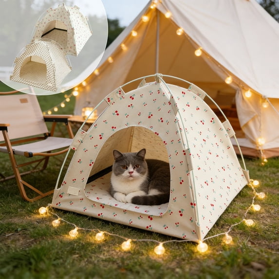 Pet Tent for Summer with Mosquito-Proof Mesh, Breathable Fabric & Portable Foldable Design, Suitable for Indoor Outdoor Cats, 15x15in by MPOISVA