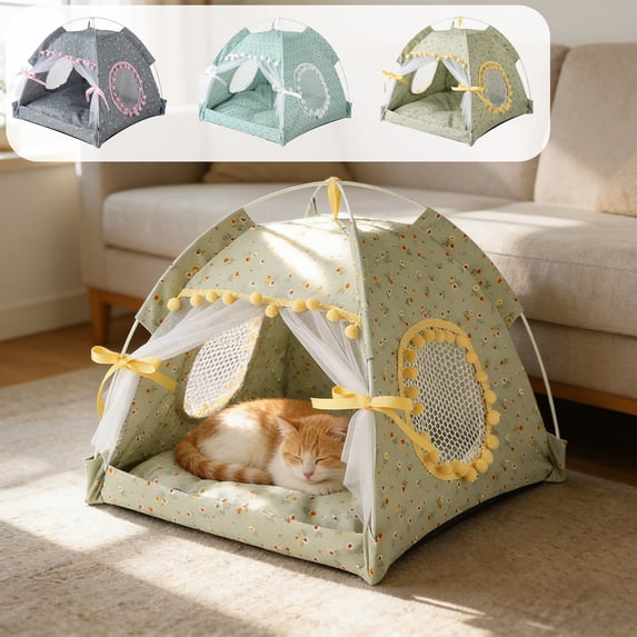 Pet Tent with Mosquito-Proof Mesh, Foldable Breathable & Portable, Suitable for Indoor Outdoor Summer, 13.8x13.8in by MPOISVA