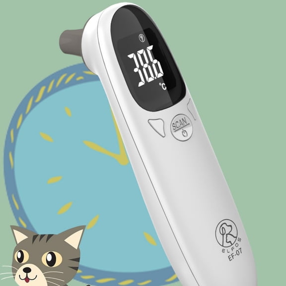 Pet Thermometer, Fast Read Ear Thermometer for Dogs Cats, Accurate Digital Pet Temperature Monitor, Rechargeable Veterinary Thermometer for Pets