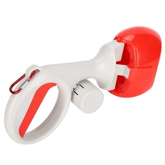 Pet Toilet Picker 2-in-1 Portable Pooper Scooper for Dogs and Cats - Durable Spring-Loaded Jaw Clamp with Waste Bag Holder (Red, 9.6 inches)