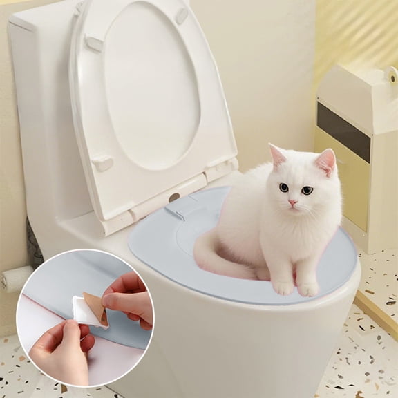 Pet Toilet Training System for Cats, Direct-to-Bowl Litter Box with Odor & Splash Proof Design & Non-Slip Suction Cups, 15.35x14.17in Gray