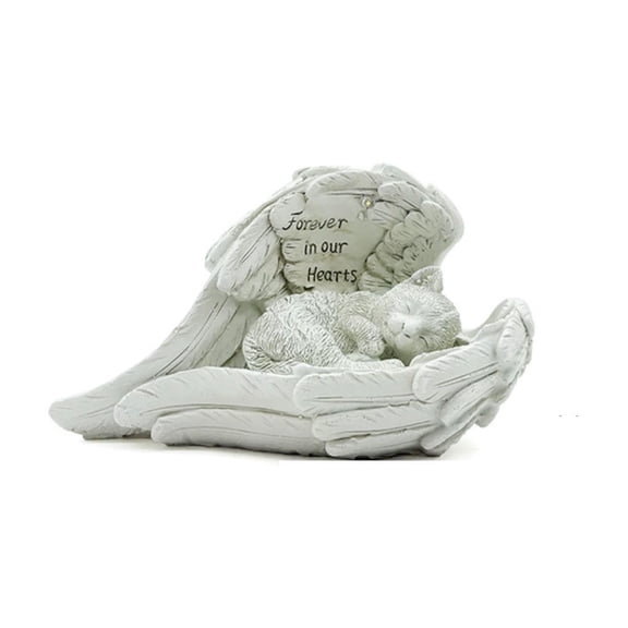Pet Tombstone, Pet Headstones for Dogs,Angel Wings Dog Memorial Stone, Weather Resistant Resin Pet Memorial Statue, Outdoor Garden Decor Tribute Gift for Lost Fur Baby Commemoration