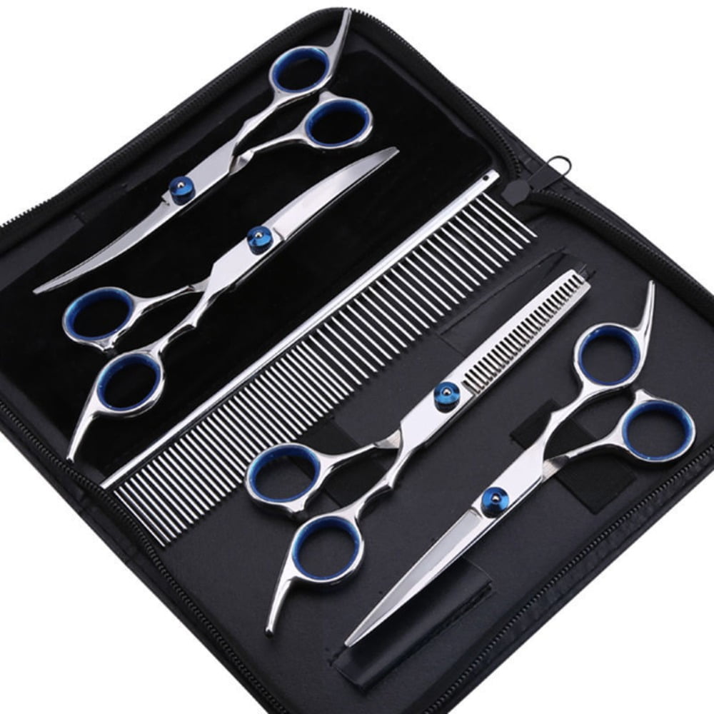 Pet Tools Thinning Professional Cutting Hair Stainless Steel Scissors Set Pet Grooming Straight Curved