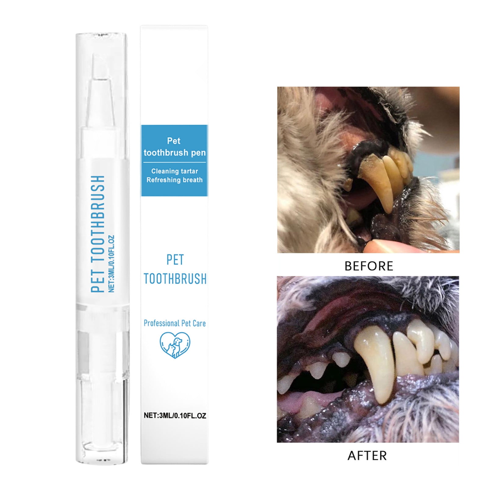 Pet Toothbrush for Dogs & Cats, Remove Bad Breath by Removing Plaque