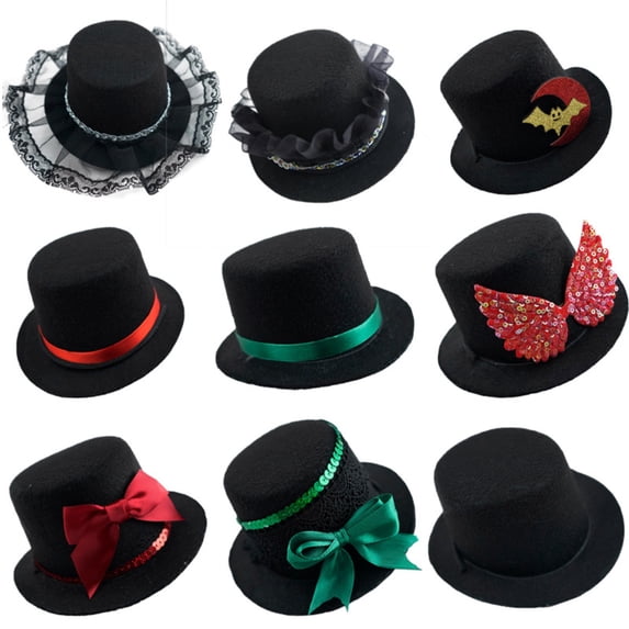 Pet Top Hat Mini Black Formal Cap for Dogs Cats Halloween Costume for Pets Dress-Up Party Accessory Small Animal Cosplay Headwear Halloween Decorations