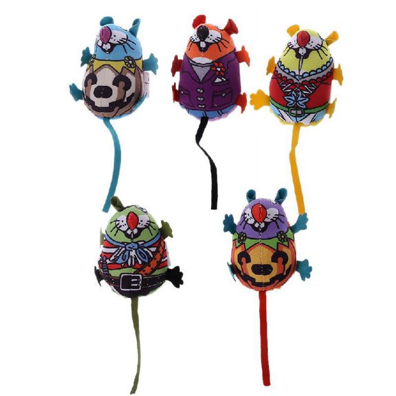 Pet Toy Fat Cat Kitten Teaser Toy Colorful Mouse Cat Toy With Catmint Catnip