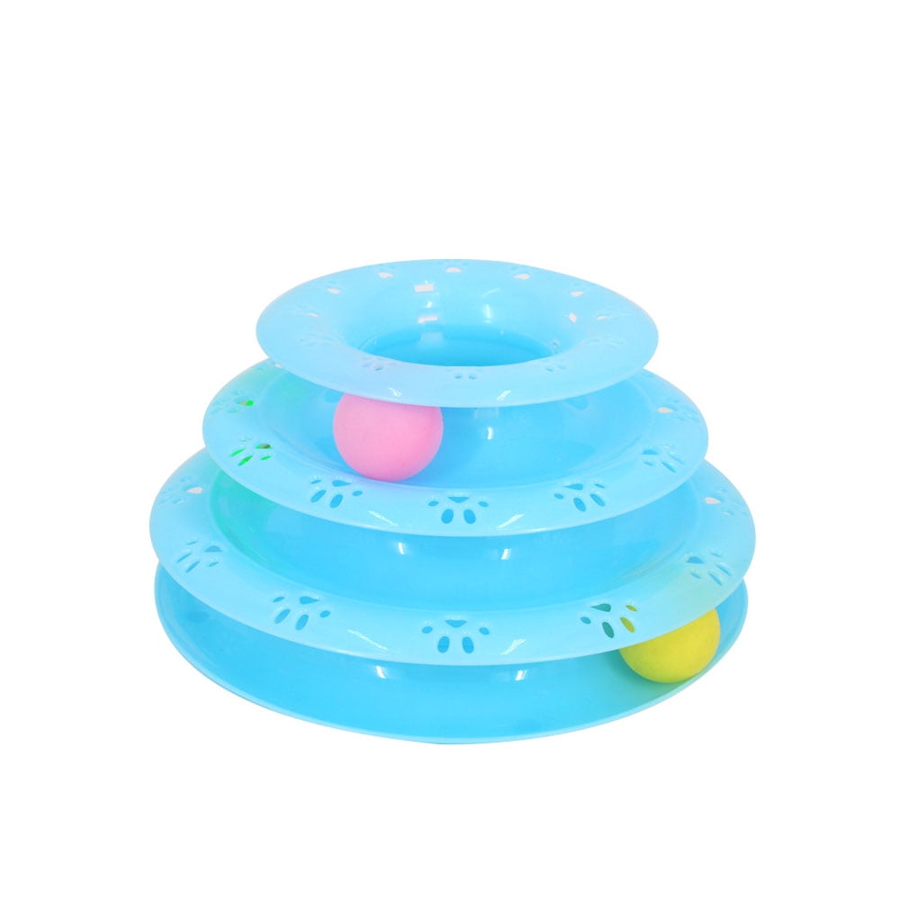 Pet  Toy  Interactive 3 Level Turnable Fun Cat Toy Roller With Bell  Color Balls Easy to  Assemable And Clean Dog Interesting Toys