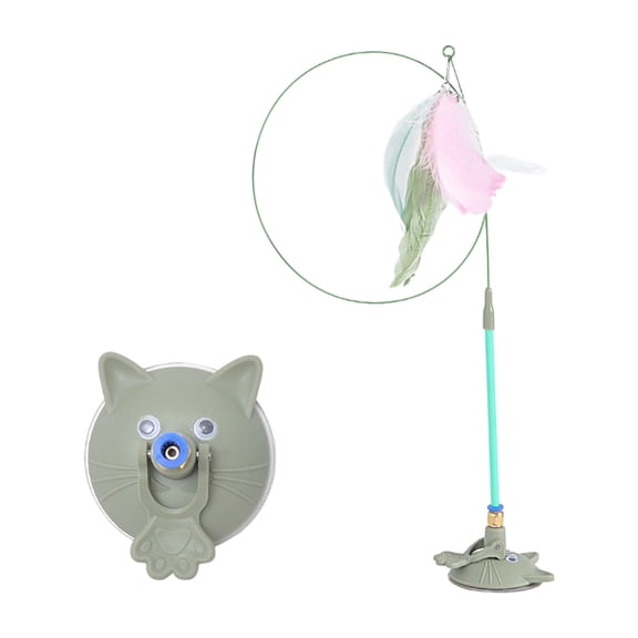 Pet Toy Kitten Teaser Wand Suction Cup Base Interactive Kitten Teaser Exercise and Entertainment for Active FelinesToy