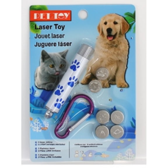 Pet Toy Laser Pointer with 3 LR44 Batteries, Silver Paw Print