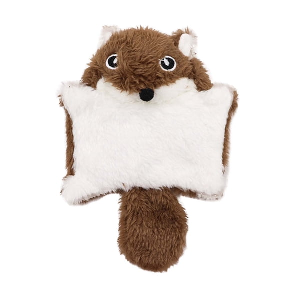 Pet Toy Squirrel Dog Chew Interactive Sound Crinkle Squeaky Flying Soft for Dogs and Cats With Embedded Paper, 10x14.5 cm, Brown