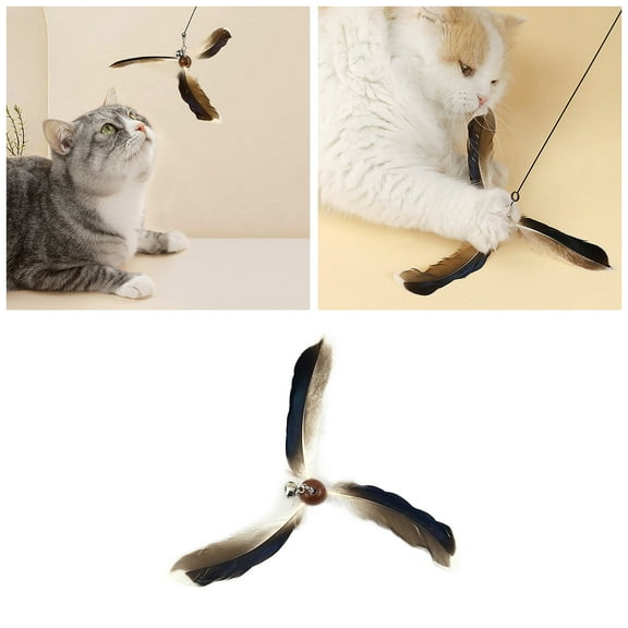 Pet Toys Cat Interactive Wand Accessory with 63 Inch Propeller Replaceable Toy for Indoor Outdoor Play