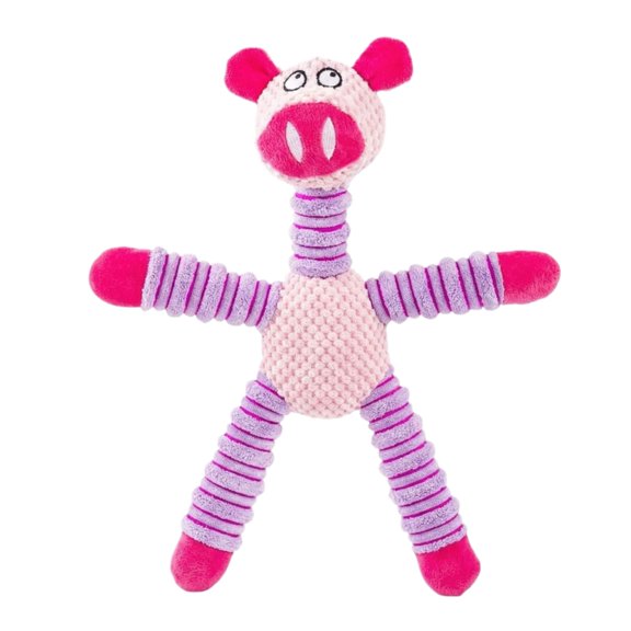 Pet Toys-Corduroy Plush Dog Toy With Stretchy Limbs Chew-Resistant For Boredom Relief And Interactive Play,Pink