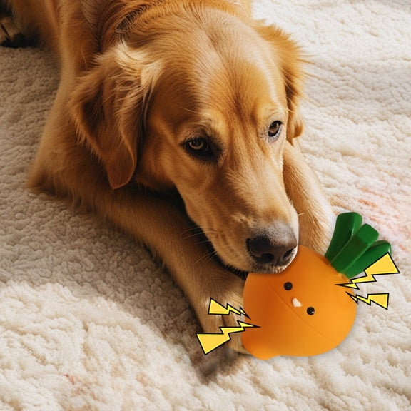 Pet Toys Interactive Squeaky Latex Chew for Puppies with Sensory Squeezing Feature Ideal for Indoor and Outdoor Play, 12.7x8.3cm, Orange