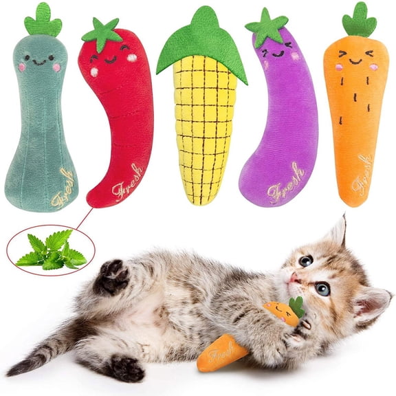 Pet Toys Interactive Vegetable Shape Cat Toy – Soft Cat Entertainment for Licking Pouncing and Daily Play 5PCS