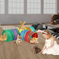 Pet Toys Rabbit Tunnels and Tubes Collapsible 3 Way Activity Hideout for Rabbits Bunnies Pigs and