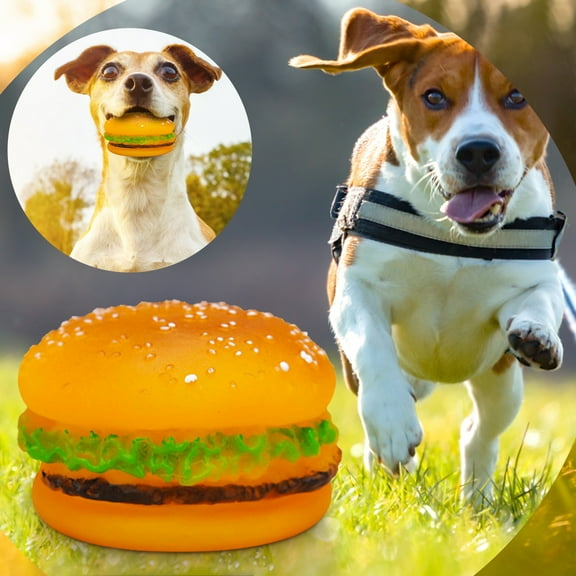 Pet Toys for Dogs Squeaky Chew Toy with Tooth Cleaning Function Teddy Hamburger Style Durable Safe Dog Supplies for Interactive Play and Training