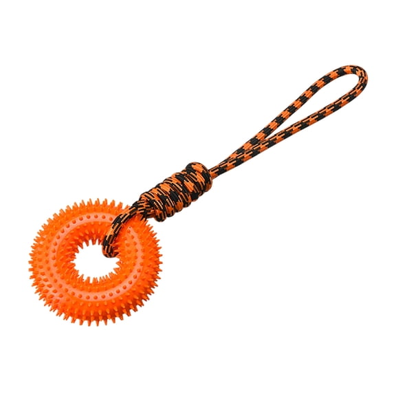 Pet Toys for Chewers Interactive Squeaky Ring with Rope Teething Ring for Puppies and Dogs Training Indoor Outdoor Toy for Small Medium Large Breeds
