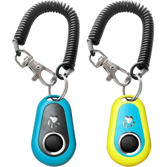 Pet Training Clicker with Strap for Dogs/Cats/Horses/Birds or Other Animals - Clickers for Training (Blue + Green)