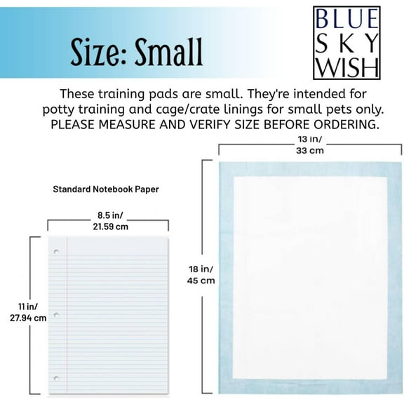 Pet Training Pads, 100 Count Small 13x18 Inch Absorbent Disposable Pads for Small Pets, Puppies, Kittens, Rabbits