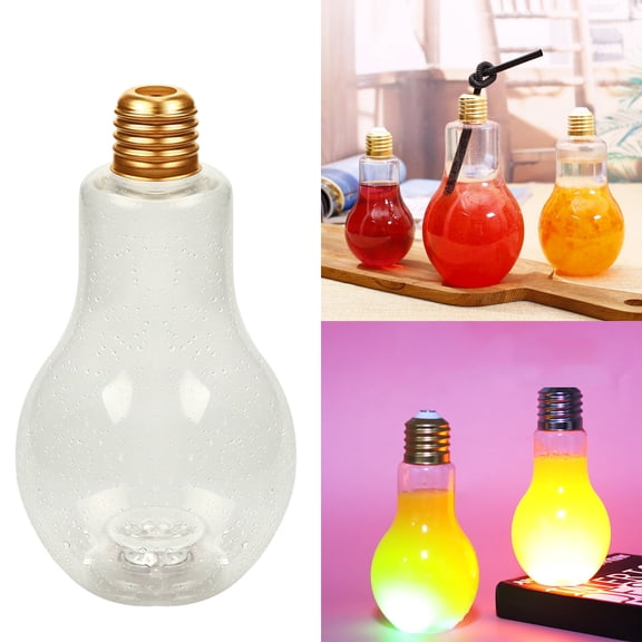 Pet Transparent Beverage Bottle Lanxiong Fresh Milk Cup Light Bulb Bottle Thickened Take-Out Juice Cup - Bulbs Cup Bulb Led Glowing Light Cute Milk Water Juice, By PRYESS