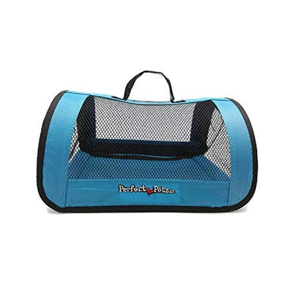 Pet Travel Bag for Originals & Minis, Small Pet Carrier w/ Mesh & Nylon Lining, Dog Carrier for Medium Dogs, Versatile Kitten Carrier & Puppy Carrier, Easy to Clean, Blue - Perfect Petzzz
