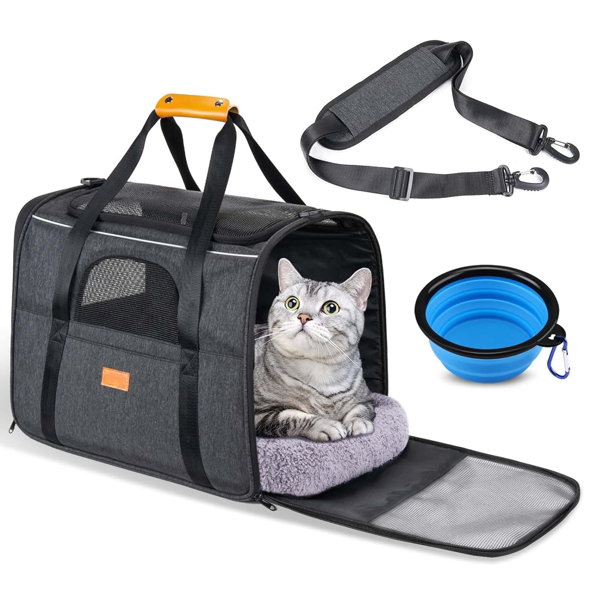 Pet Travel Carrier Bag, Soft Sided Cat Carrier for Medium Cats and