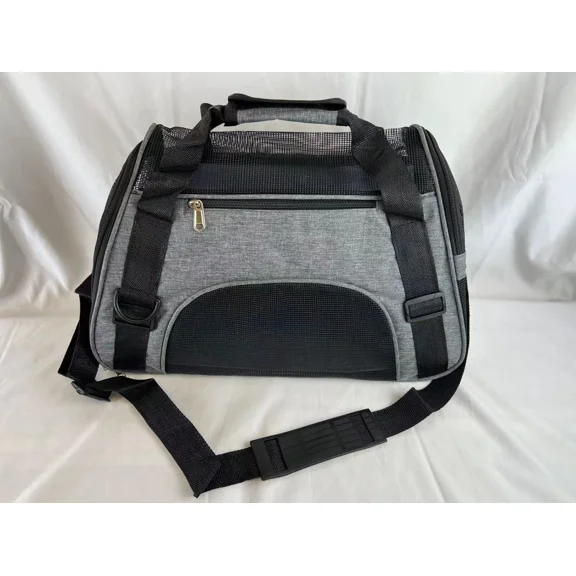 Pet Travel Carrier Portable Bag for Cats, Dogs, Kittens or Puppies, Collapsible, Durable, Airline Approved, Travel Friendly, Small Size:17"L x 7.9"W x 11.4"H, Grey