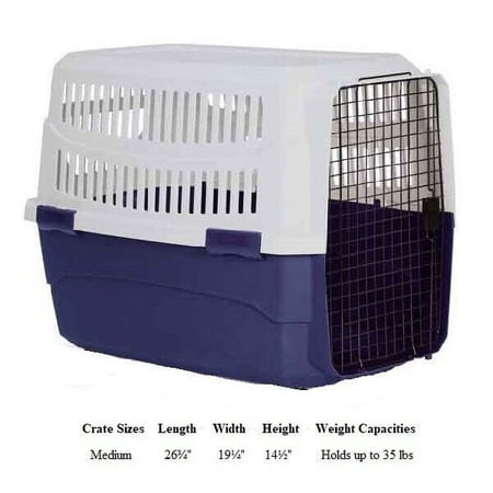 Pet Travel Crate Heavy Duty Plastic Blue Grey Secure Dog Cage Airline Approved (Medium)