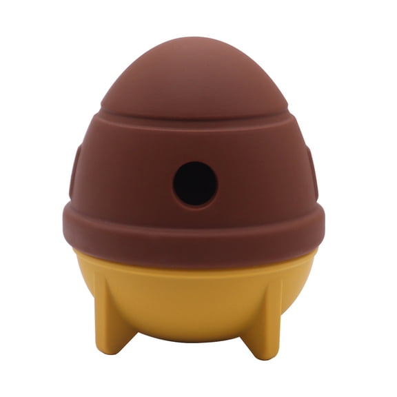 Pet Treat Dispenser Toy – Egg-Shaped Interactive Food Leaking Toy for Dogs & Cats,Durable Rubber Slow Feeder for Puzzle Play Brown