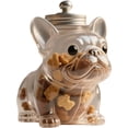 thumbnail image 1 of Pet Treat Jar, 8 Inches Adorable Dog Shape Glass Airtight Pet Food Storage, Food Storage Container Dog Treat Container with Lids for Countertop Kitchen Dogs, Cats, Pets (French bulldog A), 1 of 9