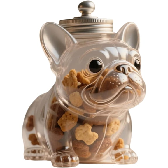 Pet Treat Jar, 8 Inches Adorable Dog Shape Glass Airtight Pet Food Storage, Food Storage Container Dog Treat Container with Lids for Countertop Kitchen Dogs, Cats, Pets (French bulldog A)