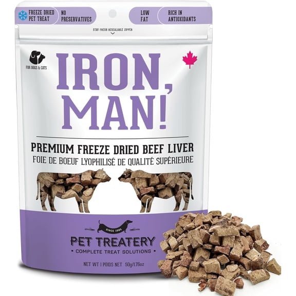 Pet Treatery Freeze Dried Beef Liver Treats for Dogs & Cats, Iron Man (1.76 oz, Pack of 1) Single Ingredient Flash Frozen