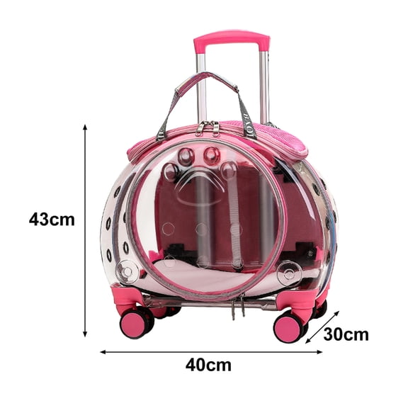 cbehtwi Pet Trolley Case Clear Ventilation Holes Silent Wheels Convenient Portable Cats Dogs Backpack for Travel