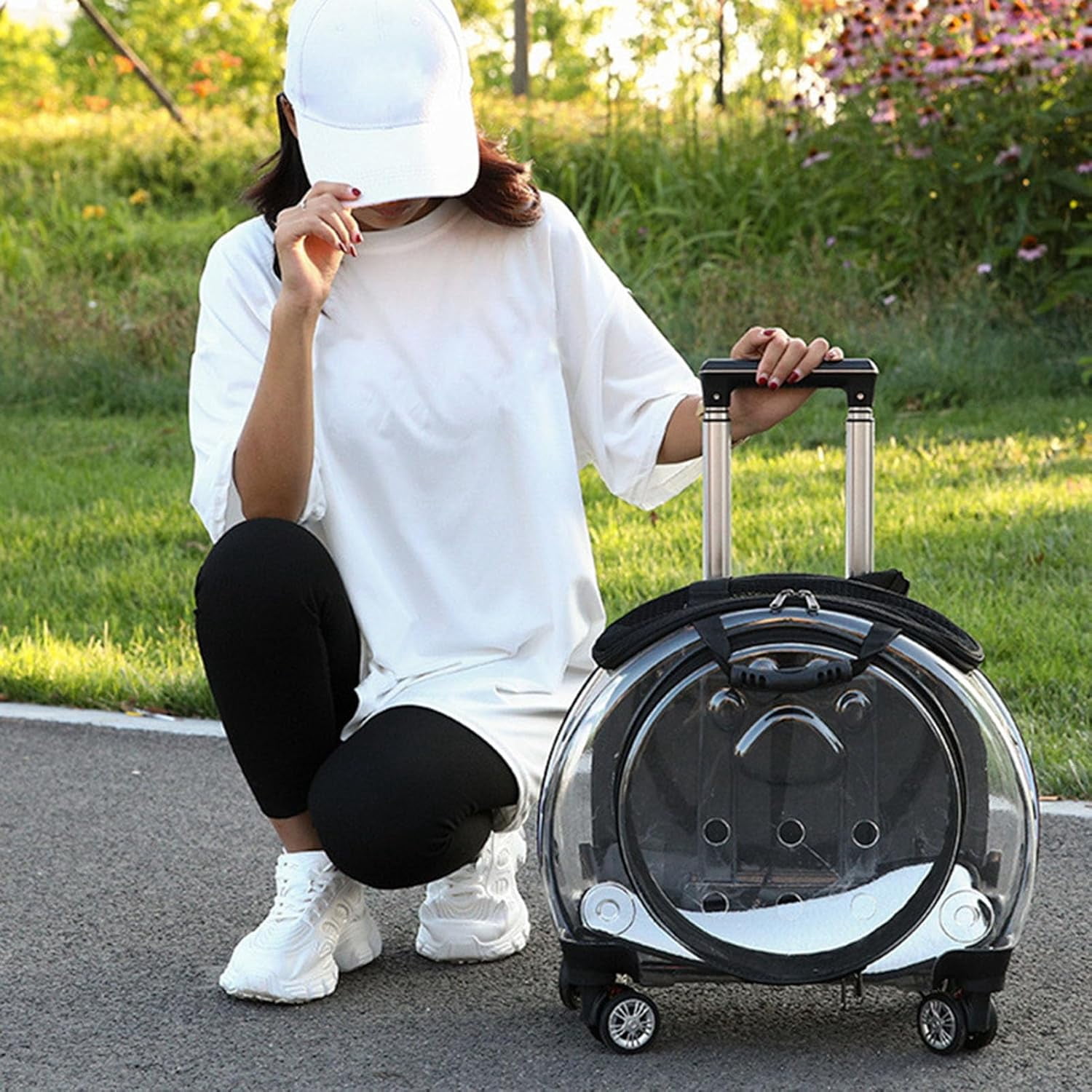 Troller Dogs Pet Trolley with Ventilation Holes, Rolling for Small Dogs and Cats ...