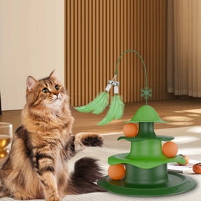 Pet Turntable Cats Toy Four Layer Space Tower Cats Turntable Can Insert Feather Cats Self Hi Relaxation Tool Easter Decor