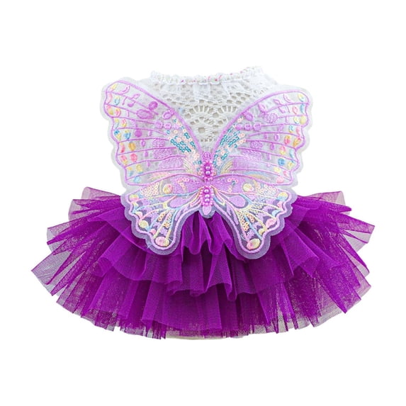 Pet Tutu Skirt, Puppy Kitty Princess Dress Multi Layer Mesh Fabric for Small Medium Cats Dogs Holiday Party Photo Shoot Purple
