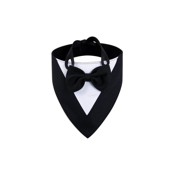 Pet Tuxedo Bandana with Bow Tie Adjustable Formal Dog Cat Suit Bib Scarf Cute Costume Accessory for Wedding Birthday Holiday Party Pet Photoshoots,1pack