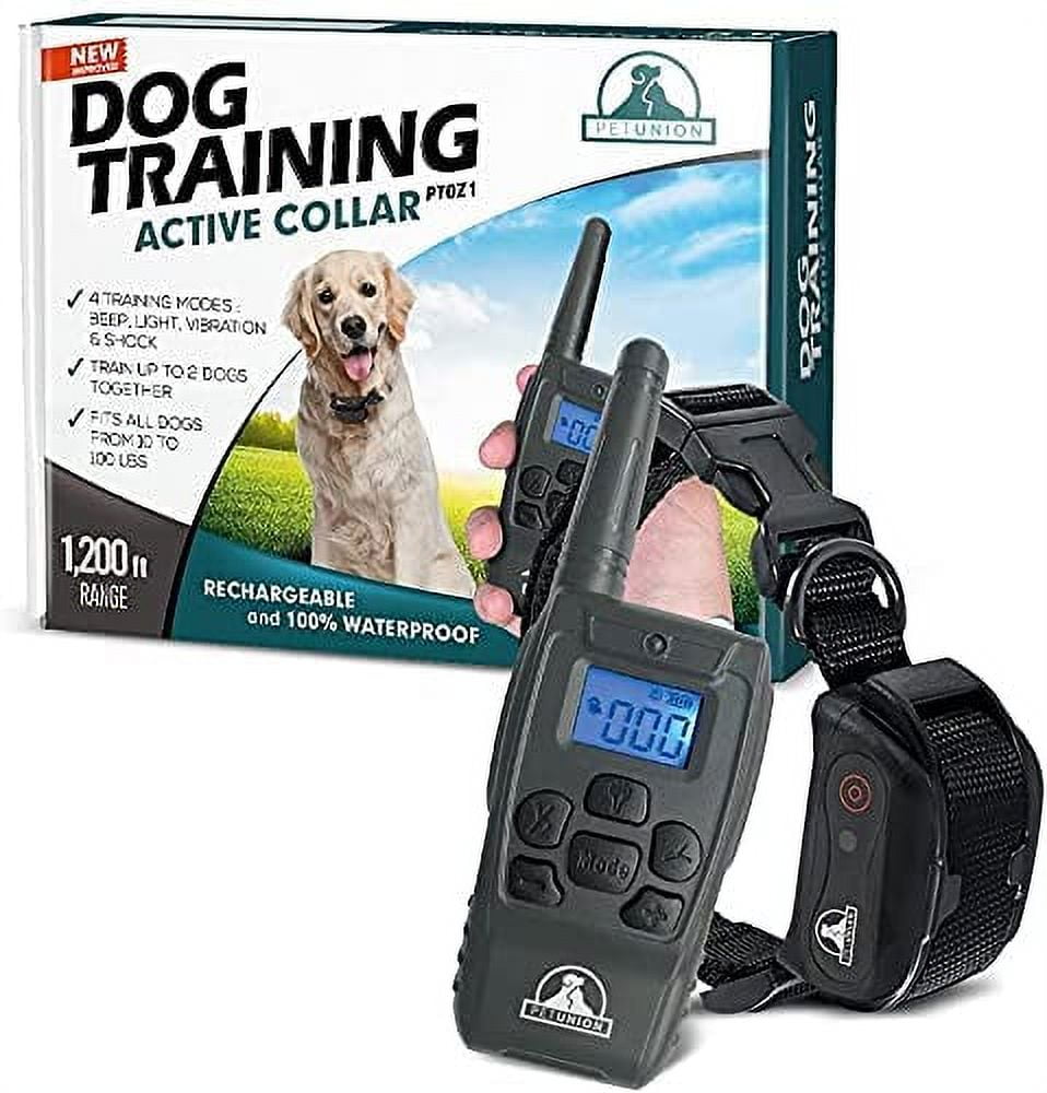 Pet Union PT0Z1 Premium Dog Training Shock Collar, Fully Waterproof, 1200ft Range Charcoal