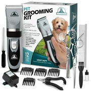 Pet Union Professional Pet Grooming Kit - Rechargeable, Cordless Pet Grooming Clippers - Low Noise & Suitable for Dogs, Cats and Other Pets - Silver