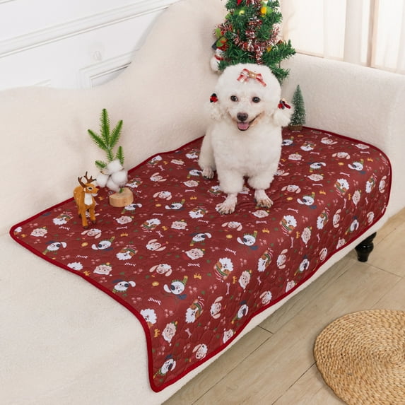 Pet Urine Pad, Christmas Dog Training Pad, Red Water Absorbent Non Slip Washable Pet Mat for Small Dogs and Cats, 100x70cm Durable Holiday Style Puppy Potty Pad