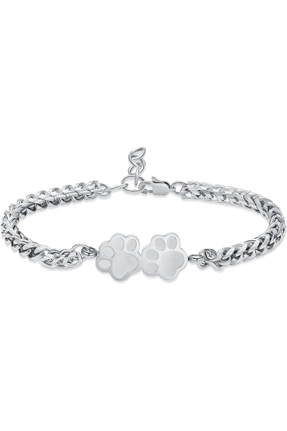 Pet Urn Bracelet for Dogs Ashes Cremation Bracelet - Adjustable Paw Print Cremation Bracelet for Dog/Cat Ashes - Braided Rope / Stainless Steel Memorial Urn Bangle Jewelry