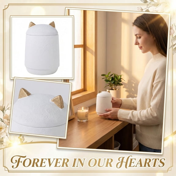 Pet Urn, Creative Memorial Urn For Pet Ashes, White Keepsake Urn For Dog Cat Bird Small Pet, Decorative Pet Memorial Box For Home Display, Memory Storage Container For Pet