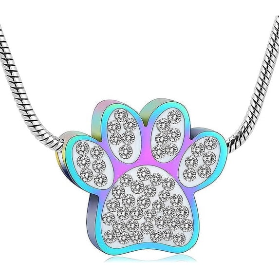 Pet Urn,Cremation Jewelry Urn Necklace Stainless Steel Double Paw Print Urn Pendant Memorial Ash Keepsake Cremation Jewelry