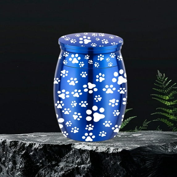 Pet Urn Memorial Aluminum Alloy Pet Ashes Container Engraved Dog Paw Cremation Urn Small Animal Funeral Keepsake Storage Box