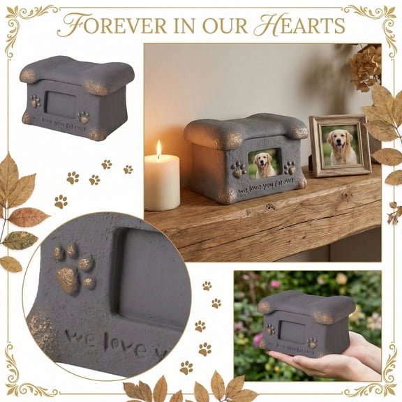 Pet Urn Memorial Box, Creative Pet Ashes Keepsake With "We Love You Forever" Engraving, Pet Loss Sympathy Gift For Dog Cat Remembrance